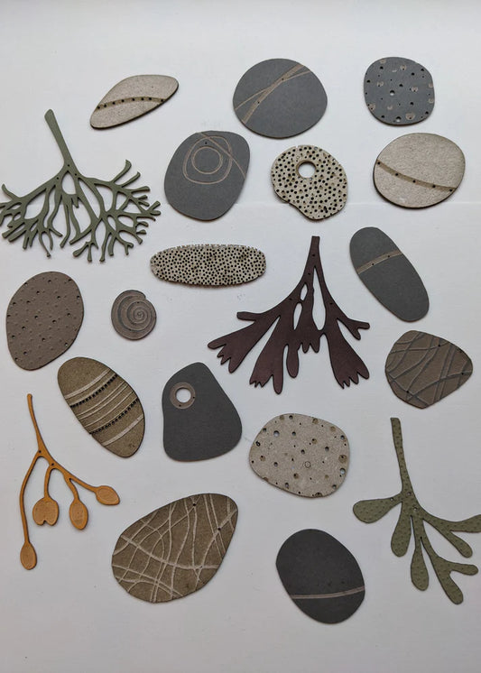 Collection of Paper Pebbles and Seaweed