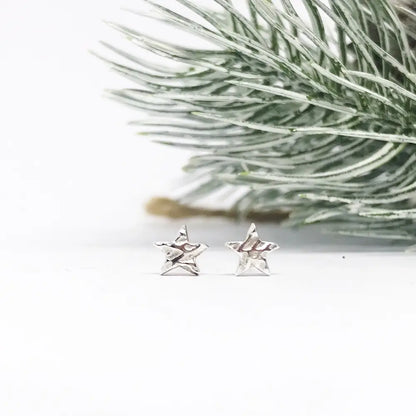 Tiny Silver Star Earrings